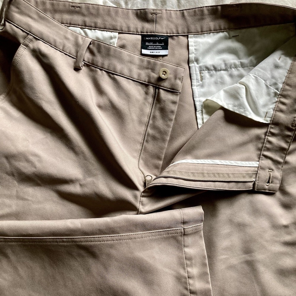 NIKE Golf Dri-Fit Men's 36x31 (actual) 100% Poly Performance Pants Khaki Chino - Picture 5 of 16